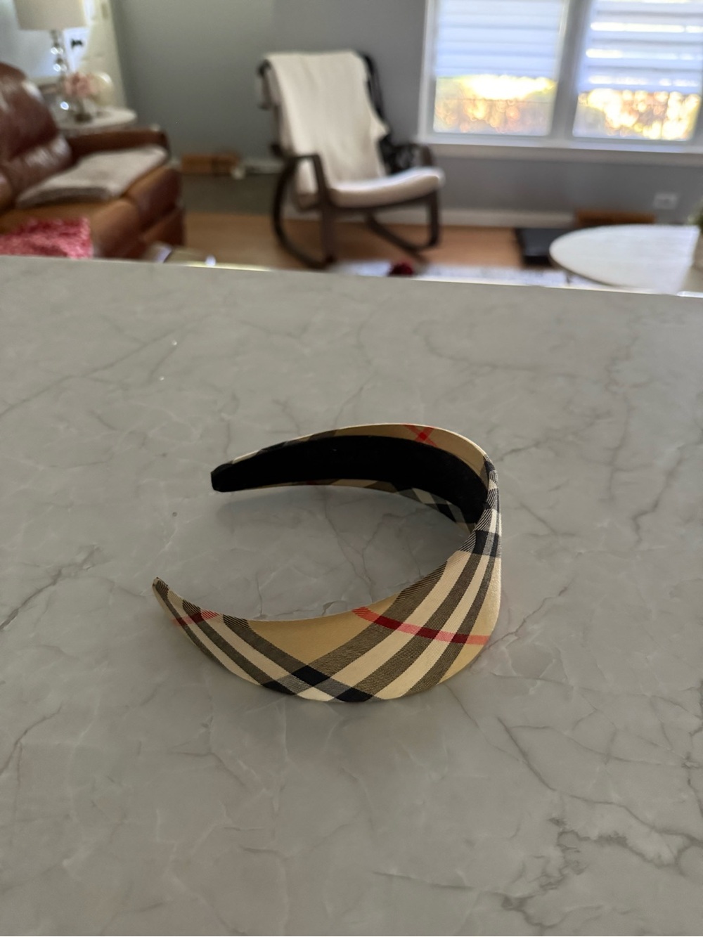 BURBERRY Plaid Wide Headband - Beige